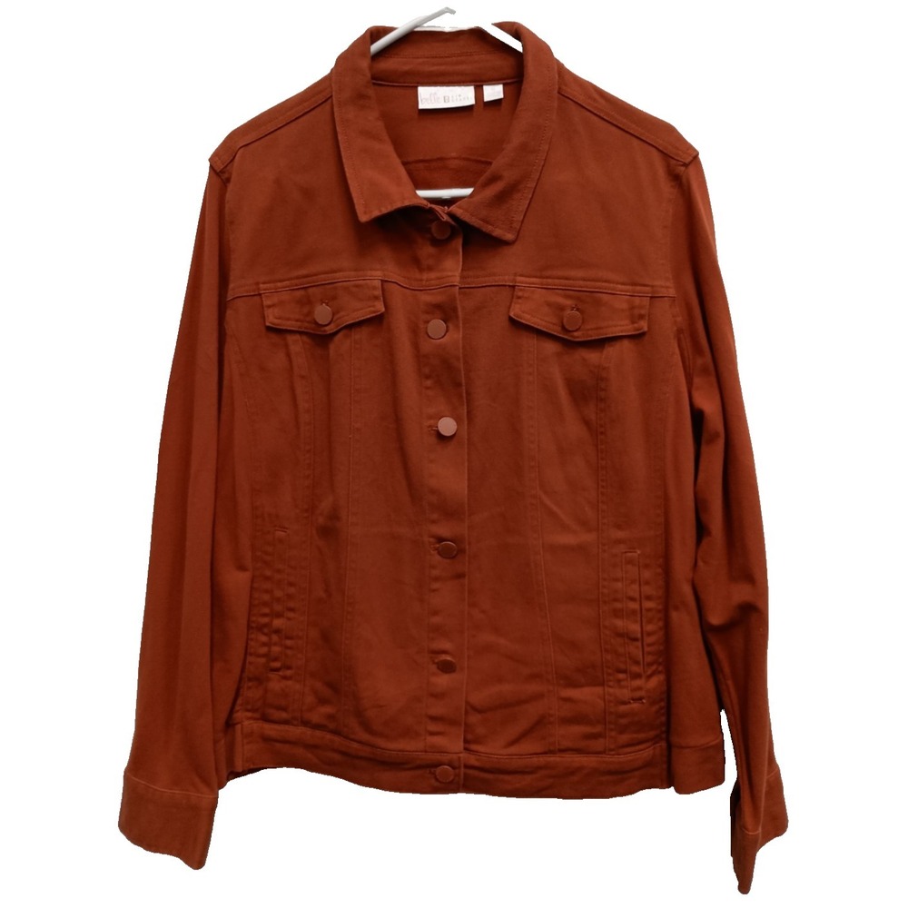 Belle By Kim Gravel Denim Jacket Womens Size 1X Orange Jean BOHO Outdoor